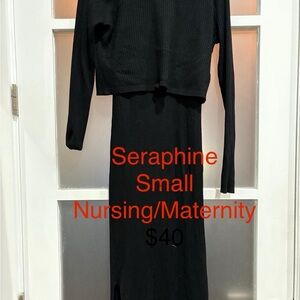 Seraphine Black Knit Maternity Dress Nursing and Maternity